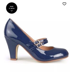 Journee Collection Navy Patent Heels 8.5 New